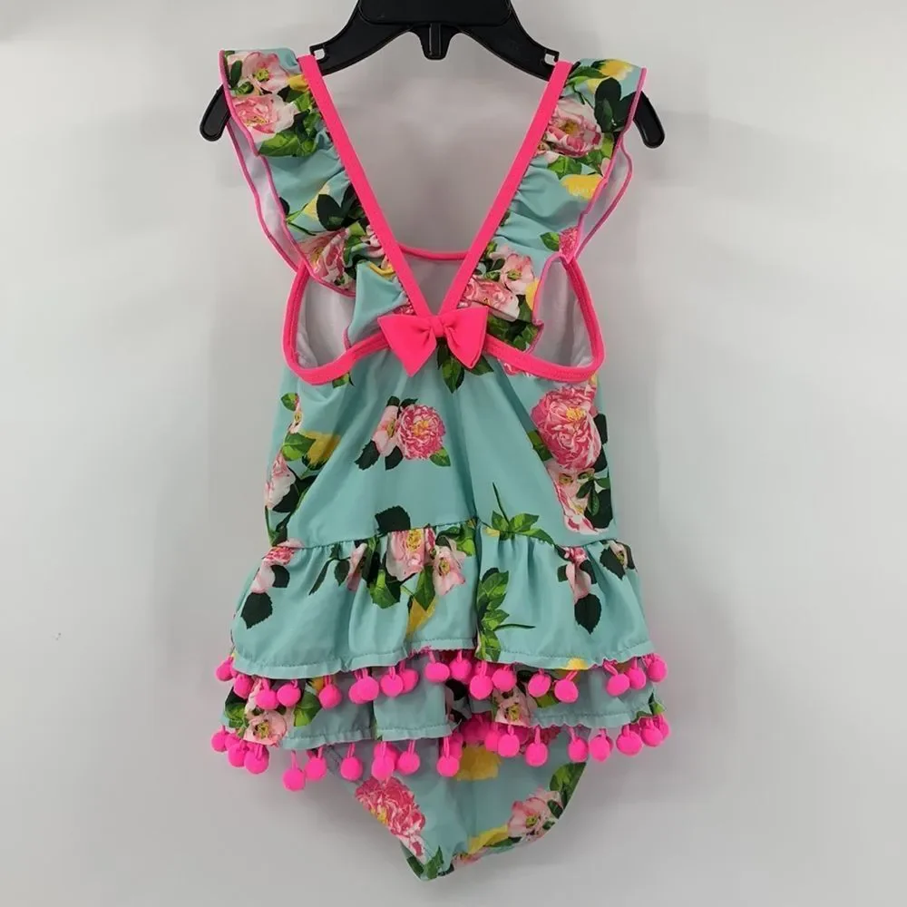 Betsey Johnson Pompom Ruffle Swimsuit Sz 4‎